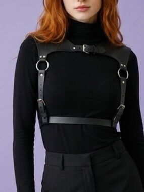 Black Shoulder Harness Bondage O Ring New